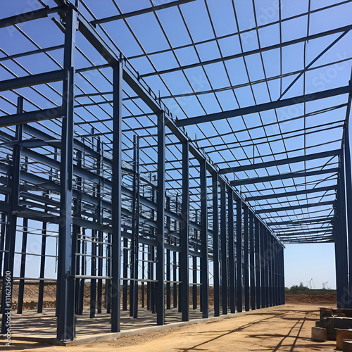 Galpon metalico construccion trabajadores  postes  de electricidad galvanizado estructura metalica industria mineria