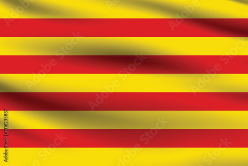 Catalonia flag official colors and proportion digital vector illustration. Pleated flag.