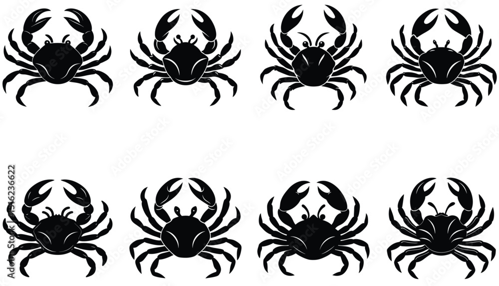 Crab Vector Shilhouette Bundle Set Icon. Crab Vector Shilhouette Bundle Set Icon.