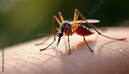 Wallpaper Mural Close-up of a mosquito feeding on skin in natural light Torontodigital.ca
