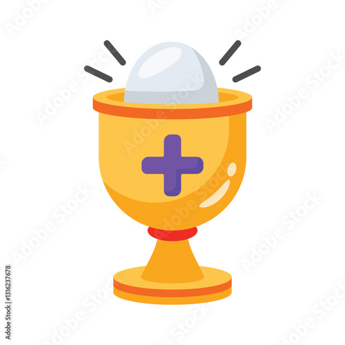 An editable 3d icon depicting holy chalice with an egg