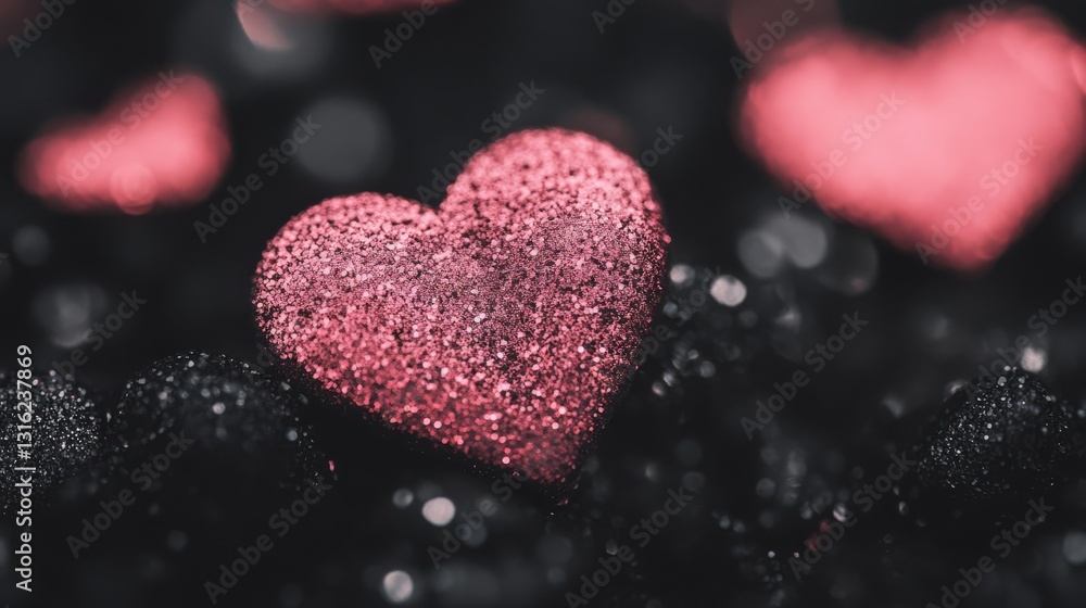 Fototapeta premium abstract background with glitter and decorative hearts.