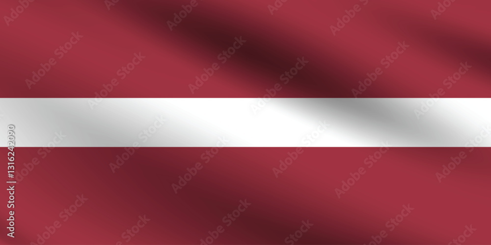 Naklejka premium Latvia flag official colors and proportion digital vector illustration. Pleated flag.