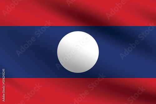 Laos flag official colors and proportion digital vector illustration. Pleated flag.