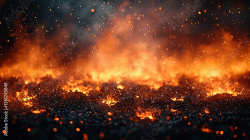 Fotografie Dramatic nature photography volcanic eruption triggers powerful firestorm in mou