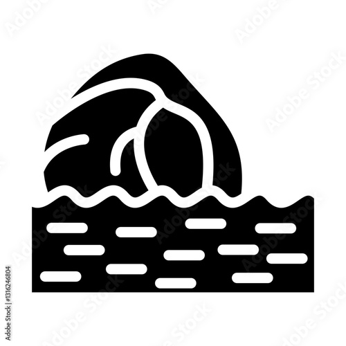 Sea Cave Vector Design Icon Style