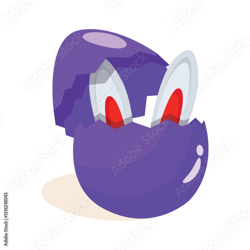 Grab a 3d style icon of festive egg with bunny ears