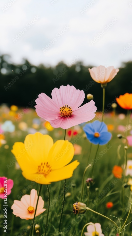 Field of wildflowers in bloom with soft wind. Field of wildflowers in bloom with soft wind.
