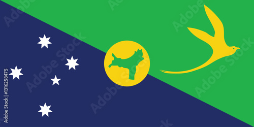 Flag of Christmas Island. Flag icon. Standard color. Standard size. A rectangular flag. Computer illustration. Digital illustration. Vector illustration.
