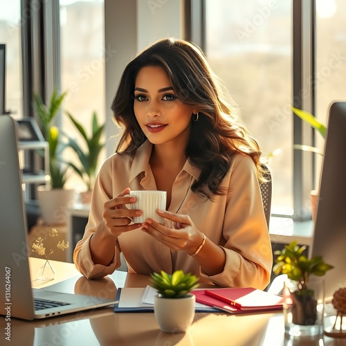 Las mujeres hispanas están tomando café en la oficina.