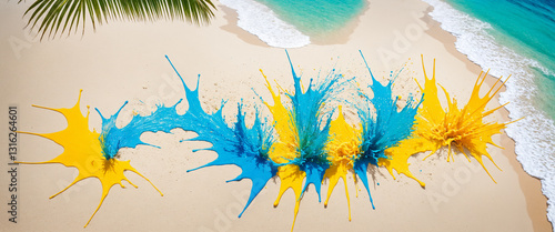 Vibrant blue and yellow pai...
