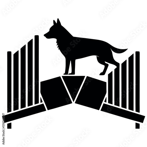 Dog-agility course-silhouette on-white background.