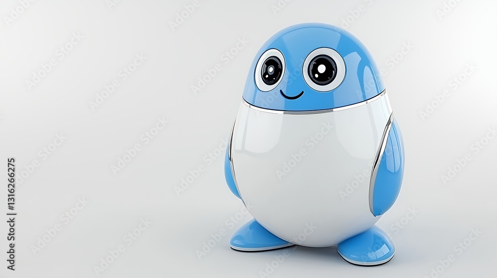Cheerful Blue and White Cartoon Penguin 3D Render Cheerful Blue and White Cartoon Penguin 3D Render