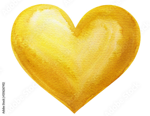 Watercolor yellow heart brush design element