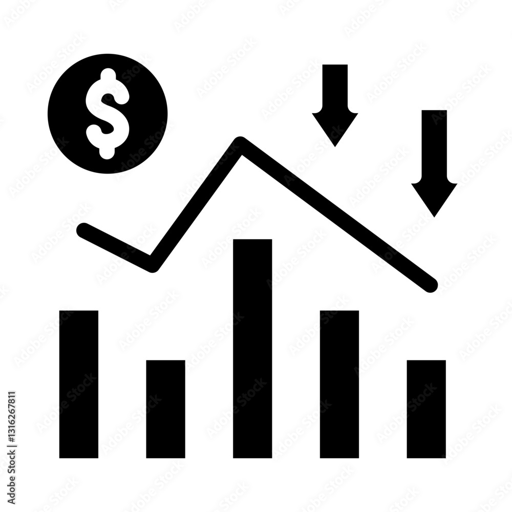Financial Decline Vector Design Icon Style Financial Decline Vector Design Icon Style