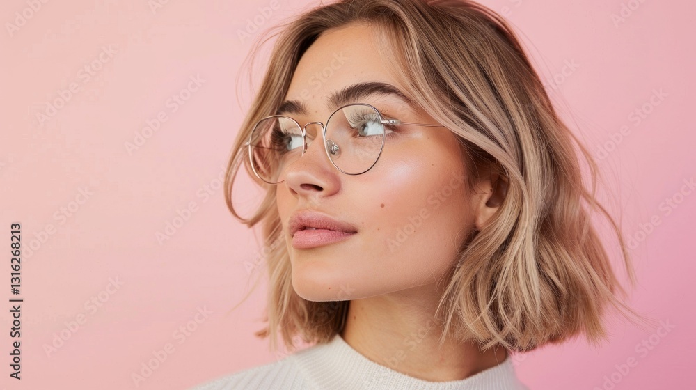 The image shows a person wearing glasses and a short haircut. The image shows a person wearing glasses and a short haircut.