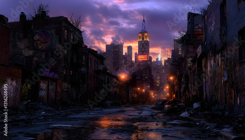 Wallpaper Mural Desolate city street at dusk Torontodigital.ca