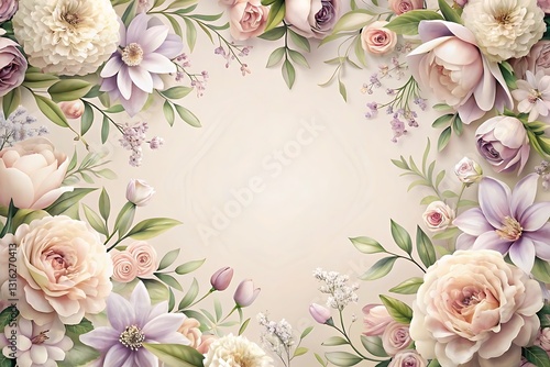 Flowery border with a white background