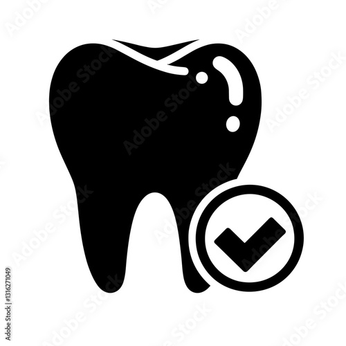 Tooth with a checkmark symbolizing dental health