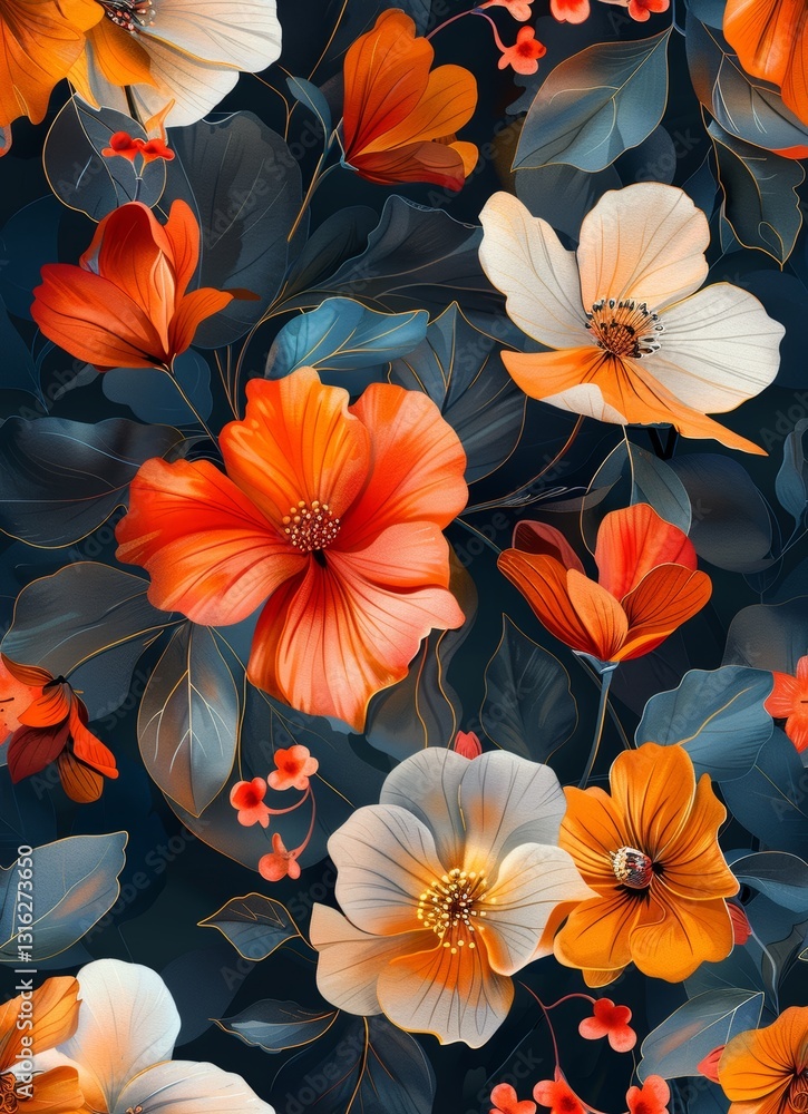Continuous Pattern of Wild and Colorful Abstract Shapes and Lines on Dark Background Continuous Pattern of Wild and Colorful Abstract Shapes and Lines on Dark Background