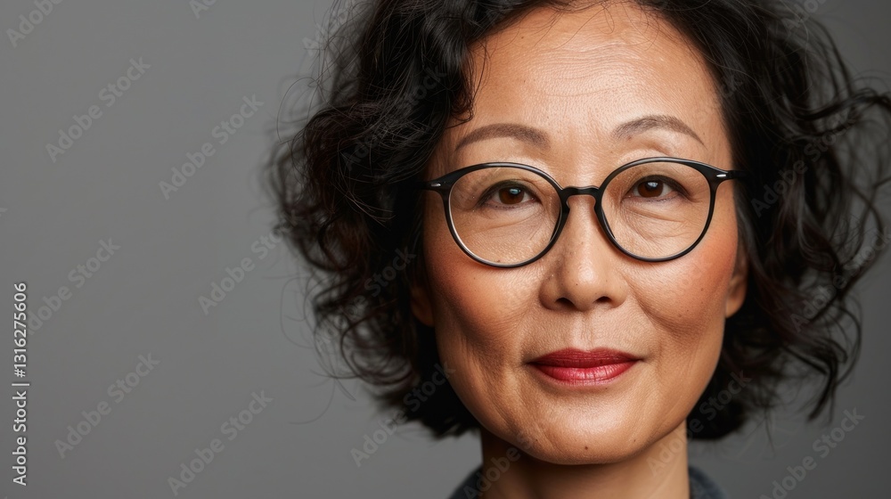 Obraz premium Woman in glasses wearing a shirt.