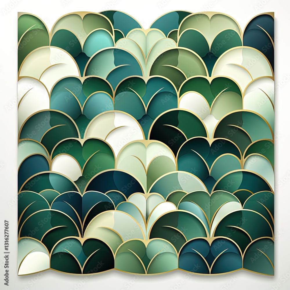 Geometric Green Pattern Tile Vector Illustration with Minimalist Art Geometric Green Pattern Tile Vector Illustration with Minimalist Art