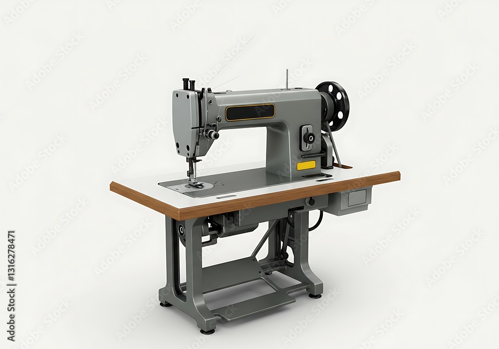 Fototapeta premium Industrial Sewing Machine on White Background Ready for Apparel Production