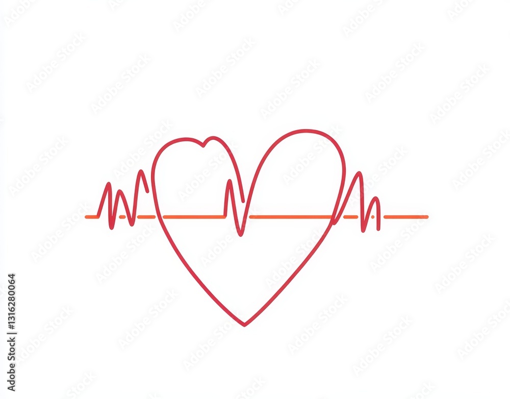 A red heart symbol emerges from an electrocardiogram heart rhythm tracing, representing the intersection of cardiac wellness and romantic attachment A red heart symbol emerges from an electrocardiogram heart rhythm tracing, representing the intersection of cardiac wellness and romantic attachment