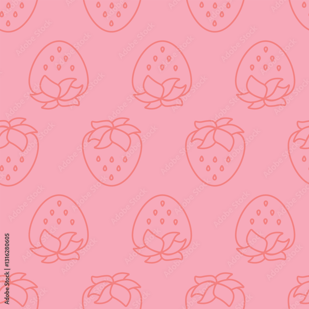 Vector pattern with pink strawberries Vector pattern with pink strawberries