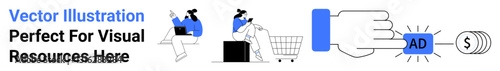 Dynamic marketing steps include online shopping, targeted advertising, and revenue flow via digital platforms. Ideal for e-commerce, branding, advertising, strategizing, revenue growth, startups