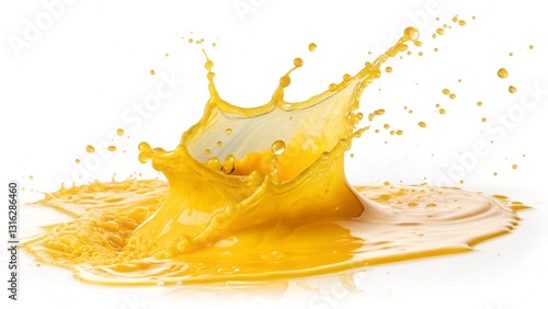 yellow watercolor splash isolated on white or transparent png