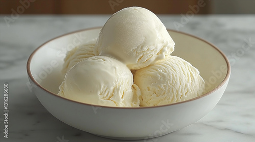 Cold and creamy ice cream in a bowl, ideal image for web backgrounds photo