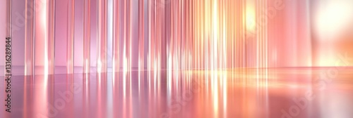Soft pink vertical lines with 3D render and elegant light effects, minimalist style.