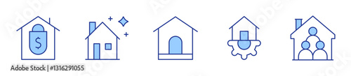 dog house, home automation, home insurance, house, roommate. Home Icon vector illustration. Line Duotone style. Editable stroke