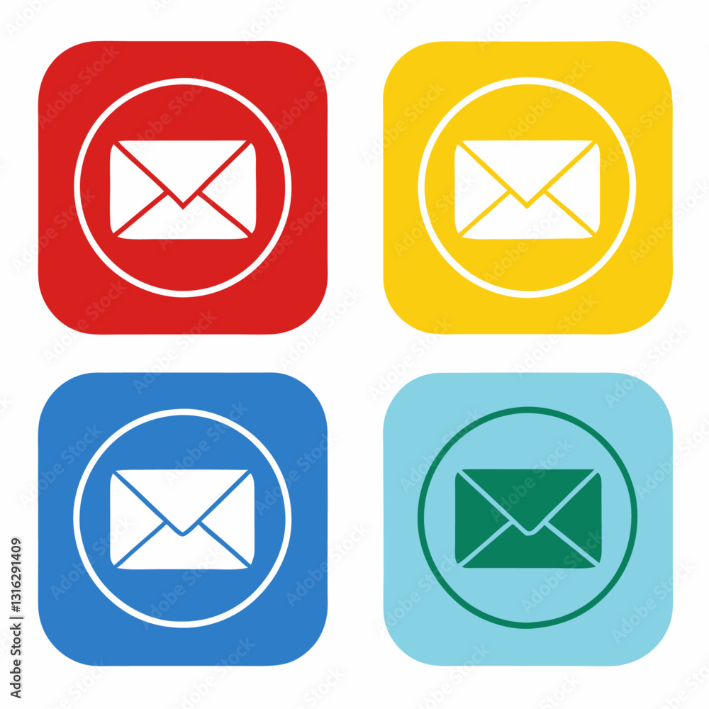 Email Circles Squares Set vector illustration Email Circles Squares Set vector illustration