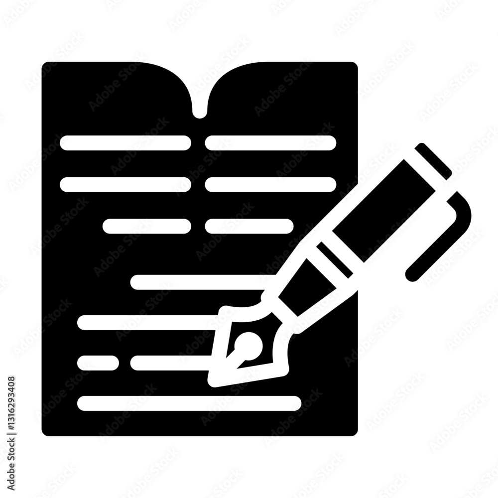 Paper and Pen Vector Design Icon Style Paper and Pen Vector Design Icon Style