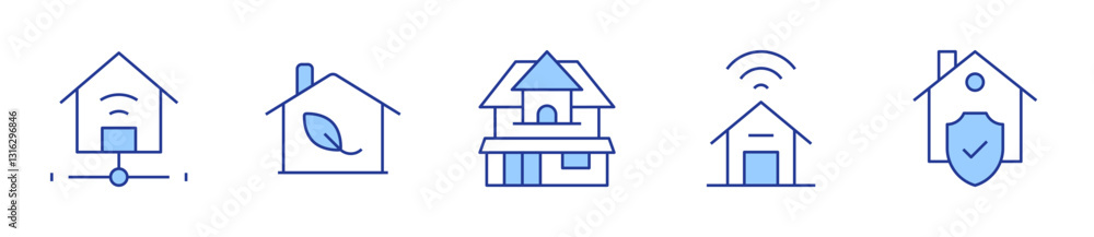 home network, green house, classic house, smart home, home. Home Icon vector illustration. Line Duotone style. Editable stroke home network, green house, classic house, smart home, home. Home Icon vector illustration. Line Duotone style. Editable stroke