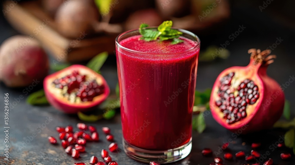 custom made wallpaper toronto digitalA glass, a vibrant canvas of crimson and ruby, cradles a vibrant concoction of freshly squeezed juice: a verdant elixir infused with the earth is rich beet and pomegranate, a symphony of flavors and