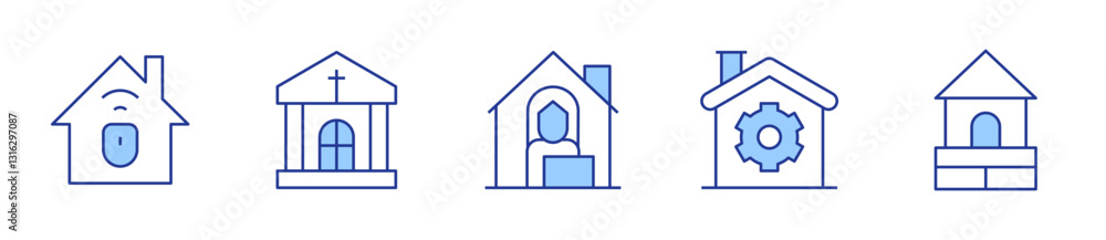 home, work from home, home repair, charnel house, wood house. Home Icon vector illustration. Line Duotone style. Editable stroke home, work from home, home repair, charnel house, wood house. Home Icon vector illustration. Line Duotone style. Editable stroke