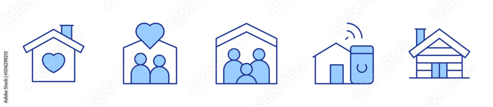 smart house, wooden house, home, family. Home Icon vector illustration. Line Duotone style. Editable stroke smart house, wooden house, home, family. Home Icon vector illustration. Line Duotone style. Editable stroke