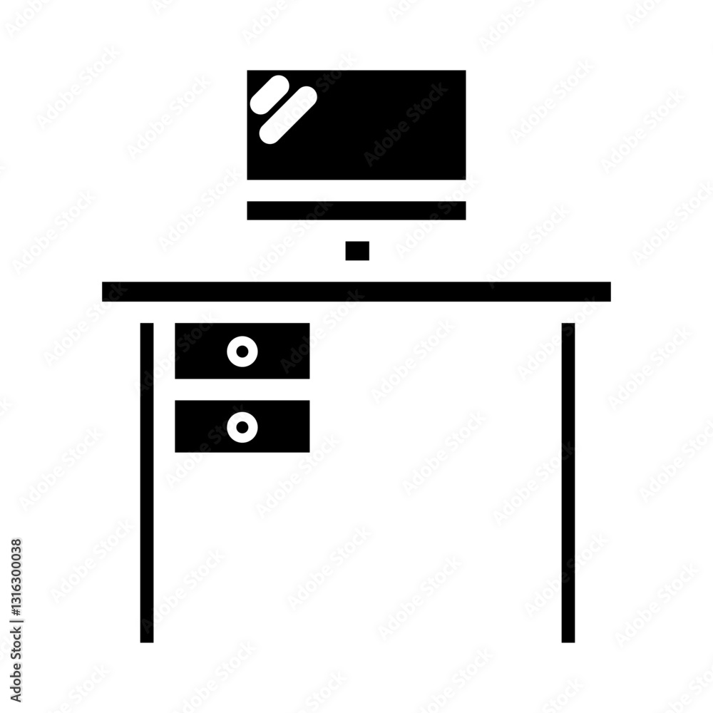 Computer desk Vector Design Icon Style Computer desk Vector Design Icon Style