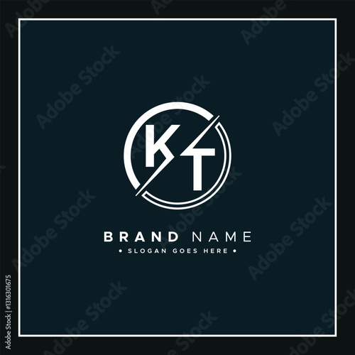 Creative Logo for Initials KT in Monogram Style - Vector Template for Initial Letter K and T