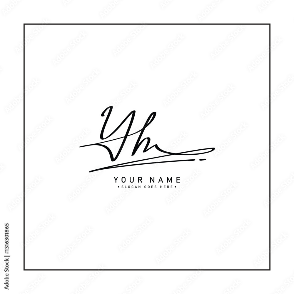 Fototapeta premium Handwritten Signature logo for Initial Letter YH - Vector Logo Template for Alphabet Y and H