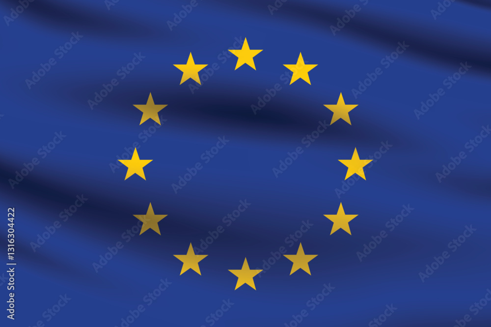 EU flag. European Union flag official colors and proportion digital vector illustration. Pleated flag. EU flag. European Union flag official colors and proportion digital vector illustration. Pleated flag.
