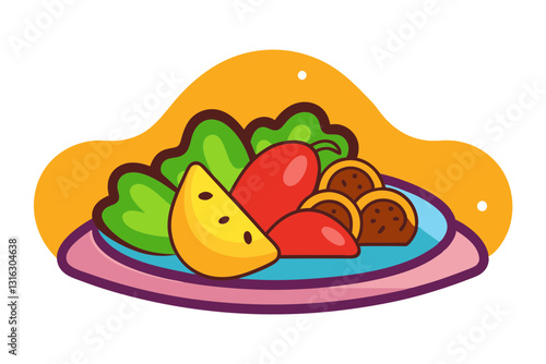 Vibrant Mexican Fajita Platter Vector Art. Beef, Peppers, Tortillas