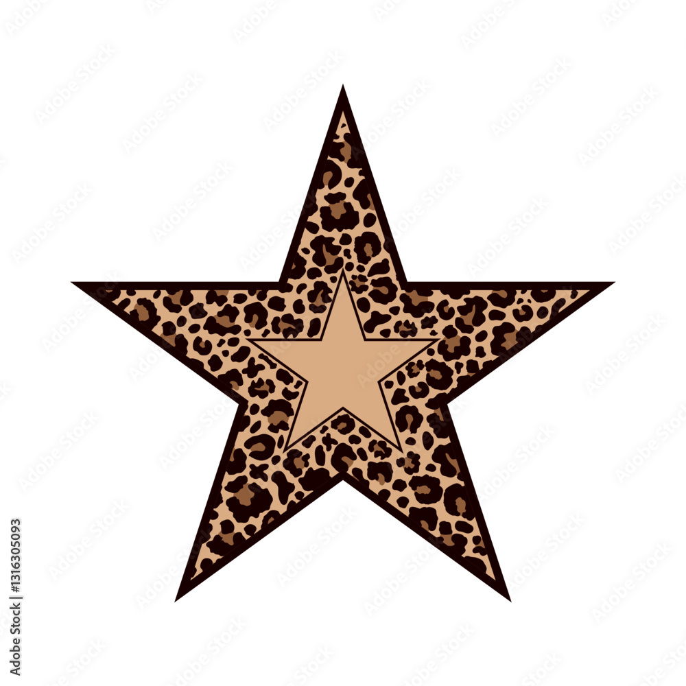 Leopard print star on a white background Leopard print star on a white background