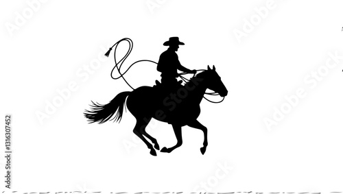 A_dramatic_silhouette_of_a_lone_cowboy_wearied, horse, silhouette, vector, animal, illustration, black, rider, riding, equestrian, warrior, isolated, art, sport, horseback, animals, white, race, stall