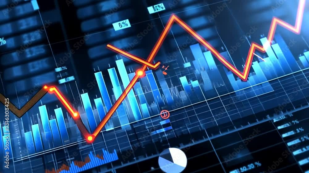 Dynamic financial chart animation displaying fluctuating market trends analysis Dynamic financial chart animation displaying fluctuating market trends analysis
