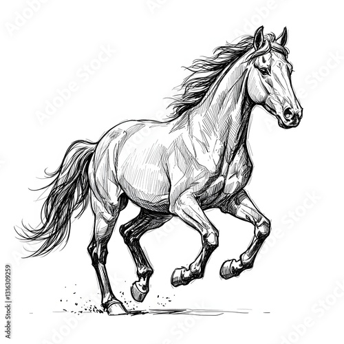 Elegant Trotting Horse Illustration