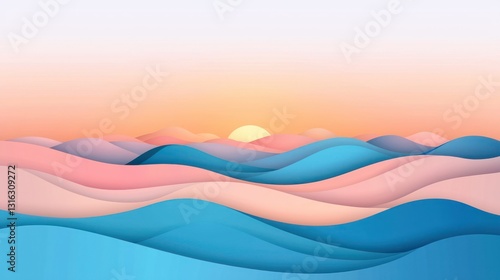 Sunset background with blush and cerulean layers, ideal for luxury branding.